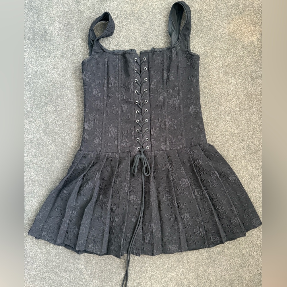 SHEIN Black Lace-Up Mini Dress